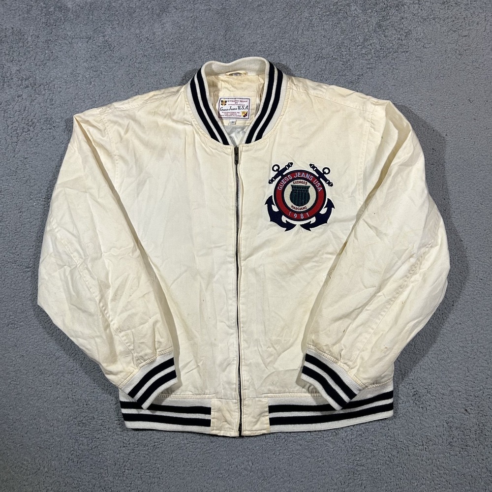 Vintage Guess Jeans USA Mens Medium Yachting Varsity Bomber Jacket #2778